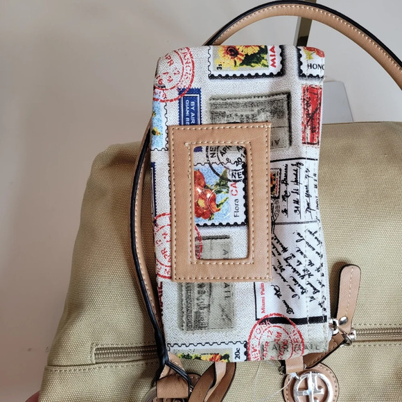 Giani Bernini Khaki Tan Canvas Shoulder Tote Hand Bag NEW with Tags - Picture 5 of 14